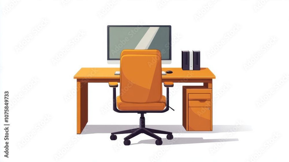 Flat vector design of a professional workspace: An empty desk Flat vector design of a professional workspace: An empty desk