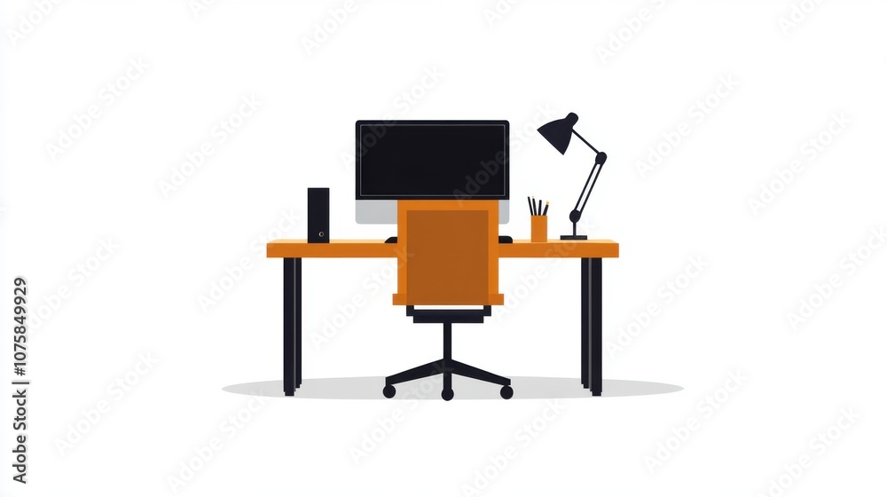 Flat vector office furniture design: Empty desk with a desktop Flat vector office furniture design: Empty desk with a desktop