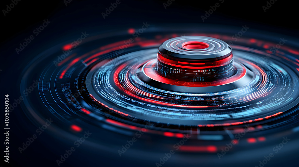 Abstract Technology Background with Circular Red and Blue Lights, futuristic, digital, interface, circuit board, data Abstract Technology Background with Circular Red and Blue Lights, futuristic, digital, interface, circuit board, data