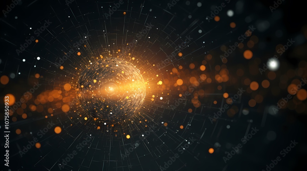 Obraz premium digital technology orange gradient abstract sun poster background