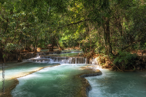 Kuang Si Waterfalls Turquoise Water Pools