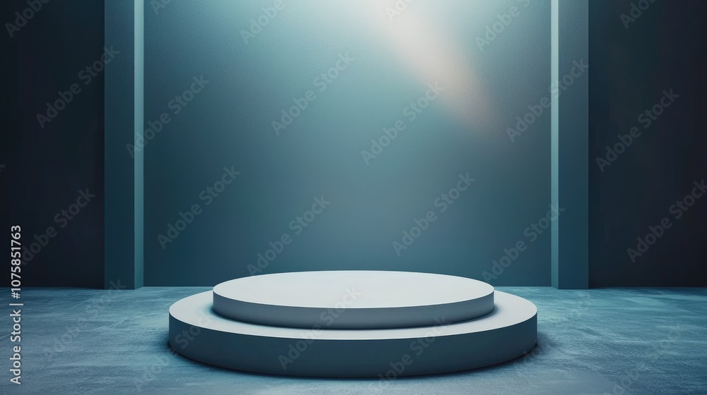 A Two-Tiered Circular Pedestal in a Minimalist Setting A Two-Tiered Circular Pedestal in a Minimalist Setting