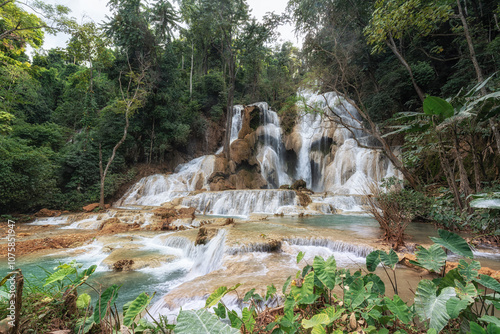 Kuang Si Waterfalls Turquoise Water Pools