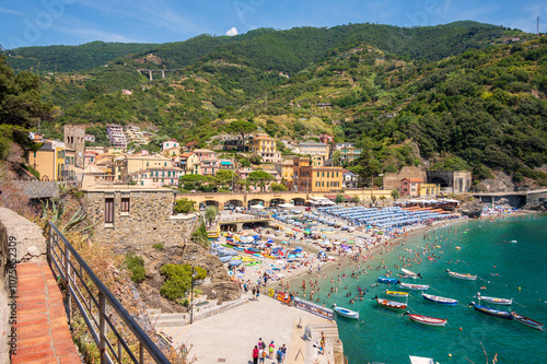 Fototapeta Naklejka Na Ścianę i Meble -   Views of the beach at the beautiful Cinque Terre town of Monterosso.
