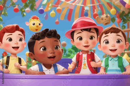 Educational Songs Nursery Rhymes For Kids. Welcome to the wonderful world kids illustration AI generated image
