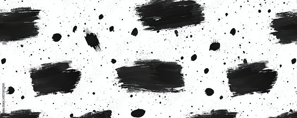 Fototapeta premium Abstract Black Paint Strokes on White Background with Random Splashes and Textures Ideal for Modern Art, Design, and Creative Projects in Various Applications