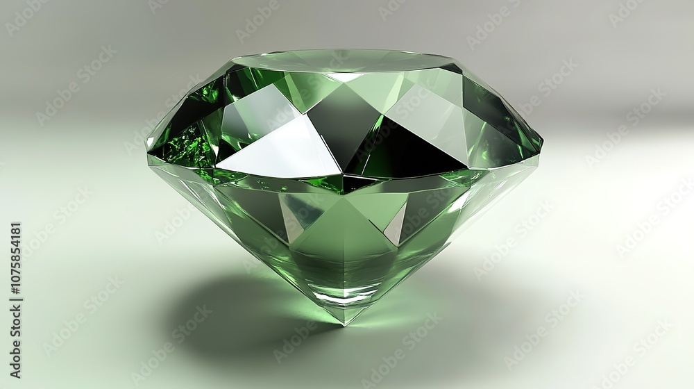 A sparkling green diamond, shining with vivid color and brilliance. Its intricate facets reflect light in a mesmerizing display, showcasing the rare beauty of this precious gemstone. A sparkling green diamond, shining with vivid color and brilliance. Its intricate facets reflect light in a mesmerizing display, showcasing the rare beauty of this precious gemstone.