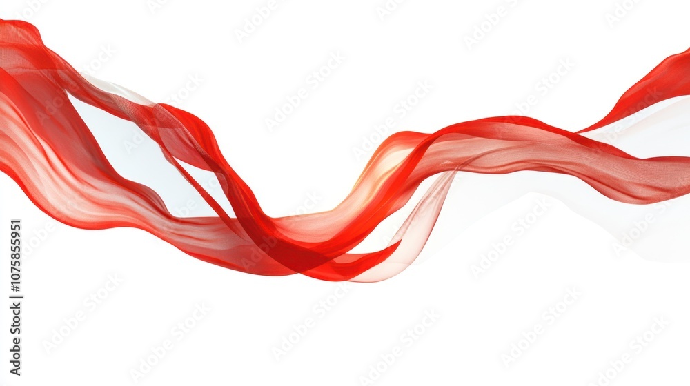 Abstract Red Fabric Flowing On White Background Abstract Red Fabric Flowing On White Background
