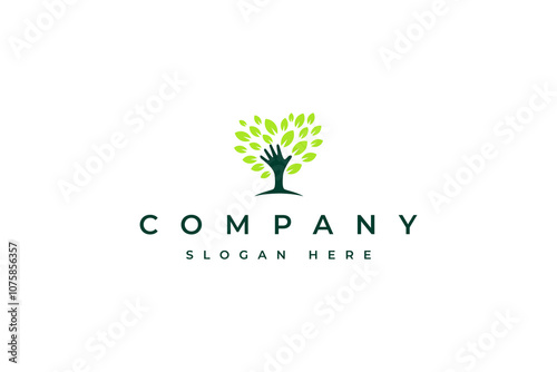 natural tree care logo with love symbol icon shape in flat vector design style