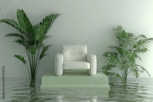 3d render Pastel Green minimal background with podium stand photo