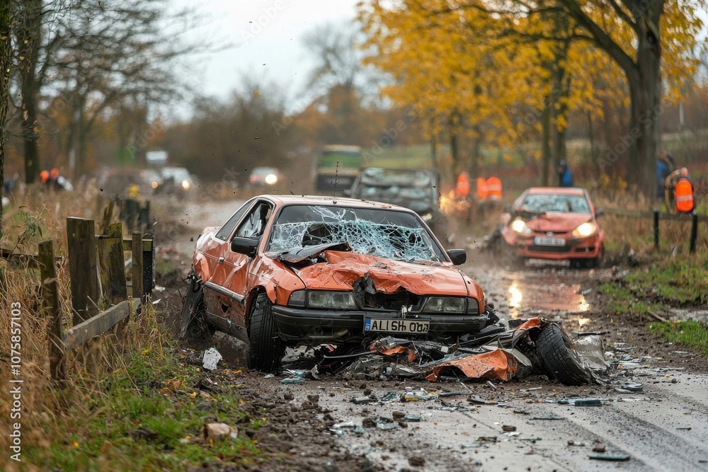 Obraz premium a race of cars that hit each other. old broken cars in crashes during a race. auto catch and car crash rally , isolated on white background, , copy space, copy space for text,
