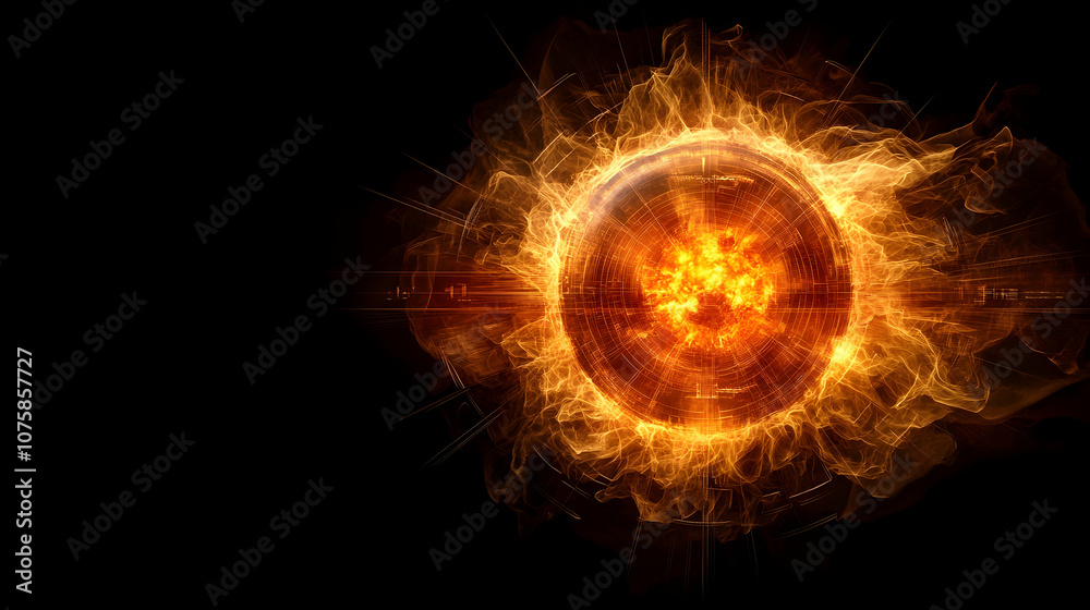 Burning Energy Sphere, fire, circle, abstract, digital, technology Burning Energy Sphere, fire, circle, abstract, digital, technology