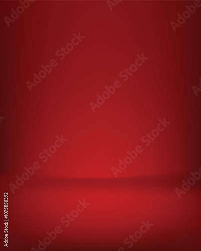 Abstract red background in studio backdrops display design. Blank empty space room suit for poster, banner, ads, merchandise, presentation, website, flyer, product showcase, promotion display 