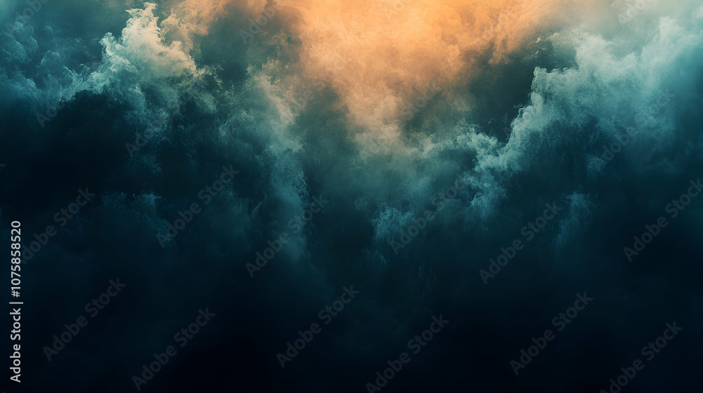Abstract Dark Teal and Orange Cloud Background, clouds, blue, green, yellow, texture Abstract Dark Teal and Orange Cloud Background, clouds, blue, green, yellow, texture