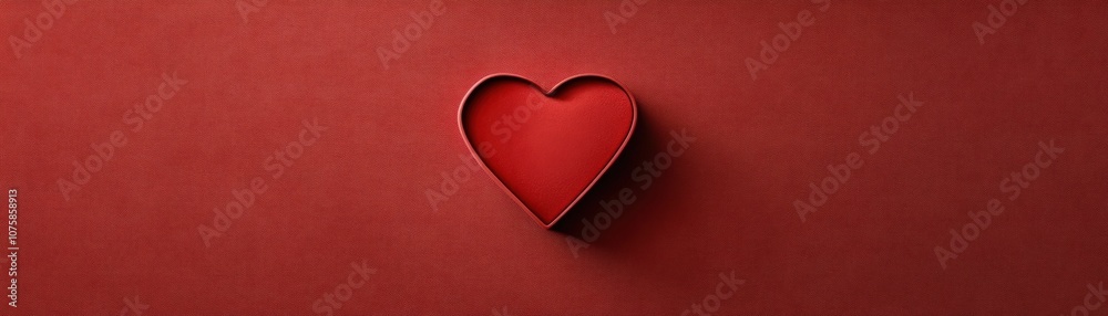 A red heart is cut out of a red background. The heart is surrounded by a red border. Valentine's Day A red heart is cut out of a red background. The heart is surrounded by a red border. Valentine's Day