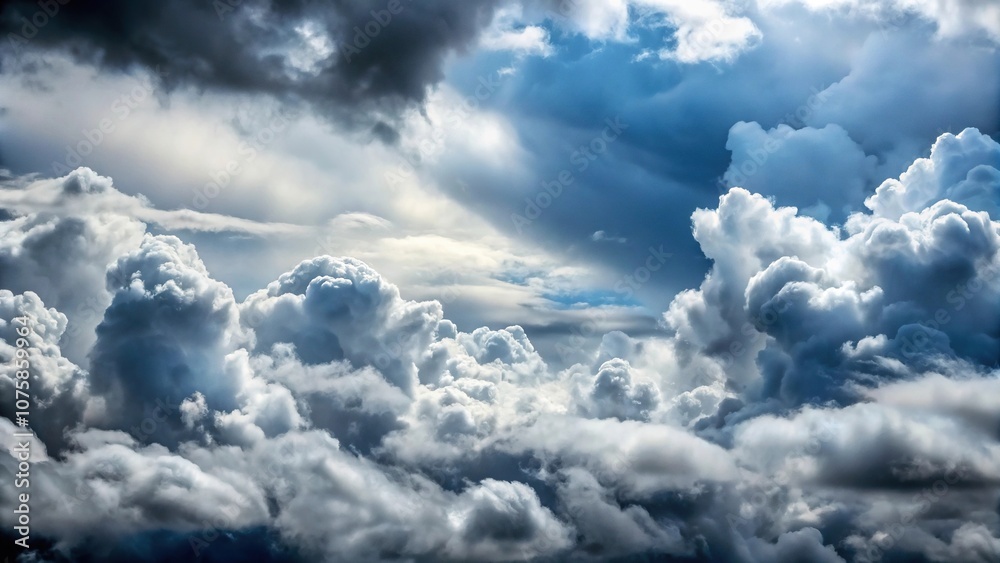 Cloudy heavenly blue sky with white and gray clouds, perfect for backgrounds or wallpapers Cloudy heavenly blue sky with white and gray clouds, perfect for backgrounds or wallpapers