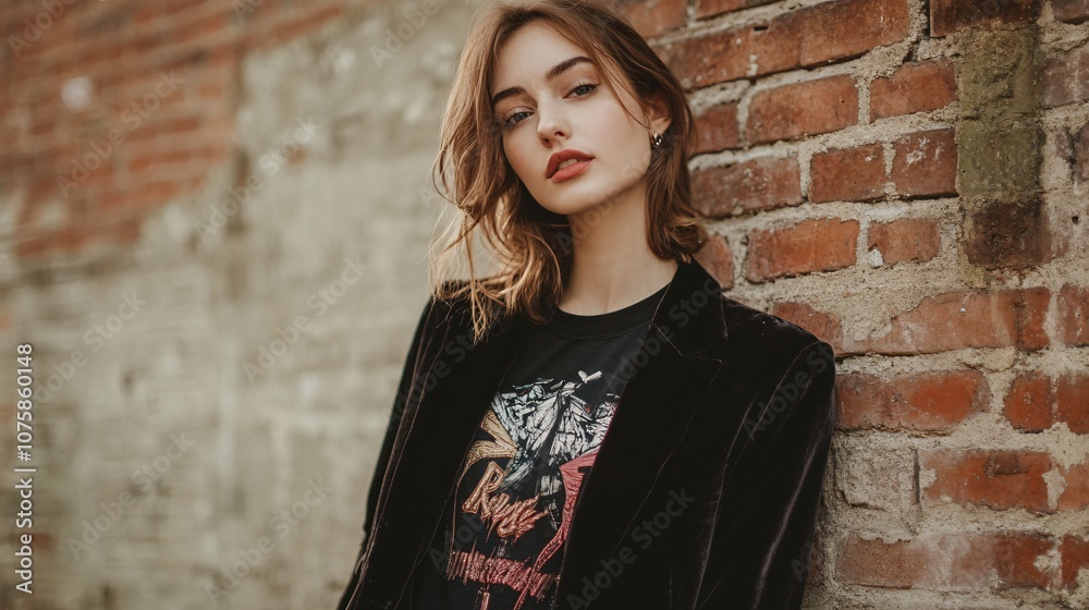 Velvet blazer over a graphic tee Velvet blazer over a graphic tee