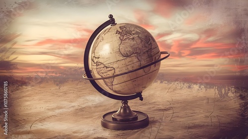 Vintage Globe on Abstract Background photo