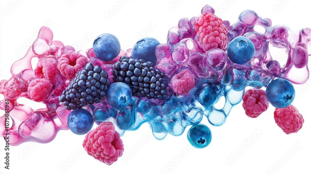 A burst of berries--blueberries, raspberries, and blackberries--frozen A burst of berries--blueberries, raspberries, and blackberries--frozen