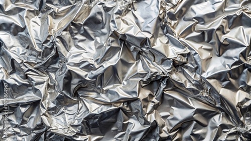 Crumpled silver foil background