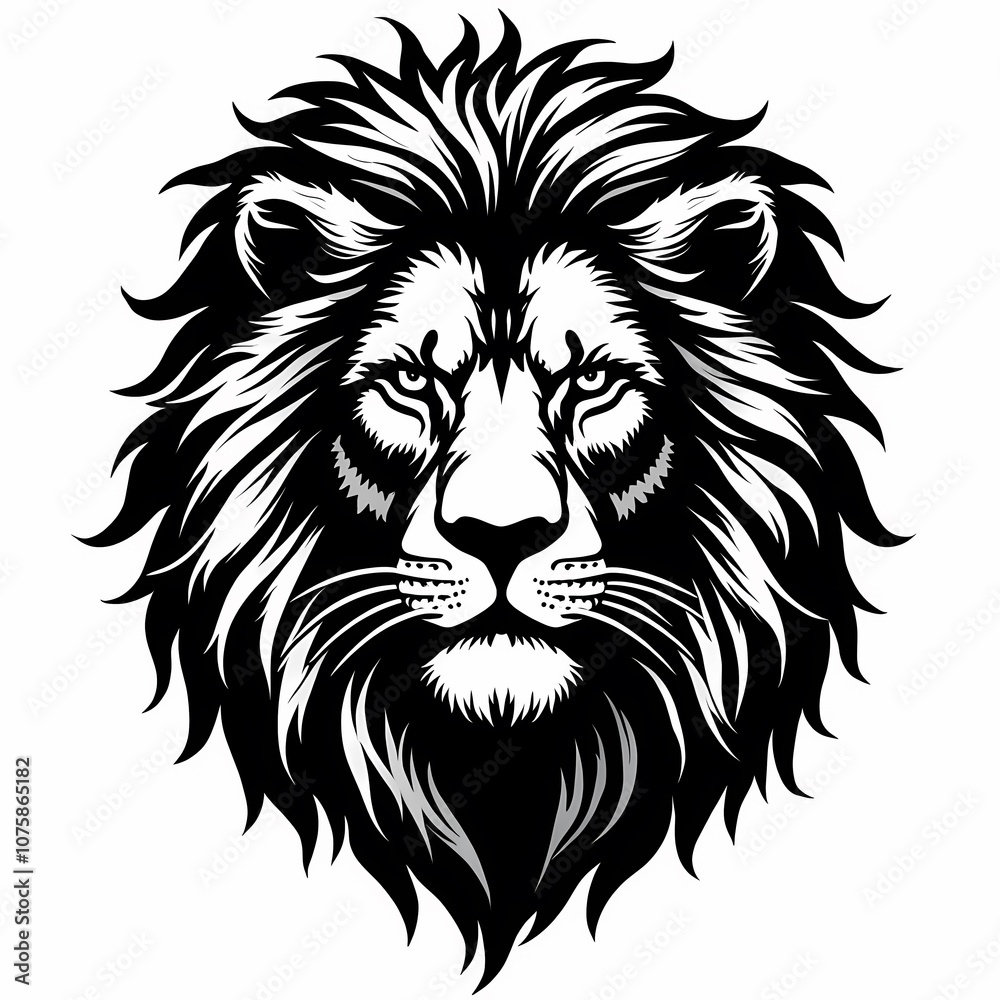 Fototapeta premium lion logo design in black end white monochrome style