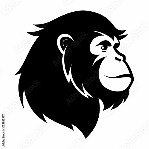 Orangutan head vector silhouette side view logo style black on a white background