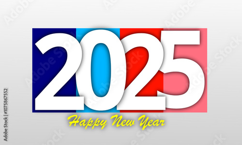 Happy New Year 2025 Banner design. colorful truncated number illustrations with Premium vector design 2025