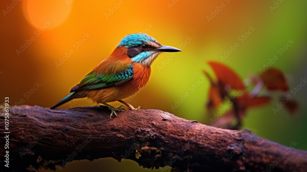Fototapeta premium Colorful Bird Perched on a Branch
