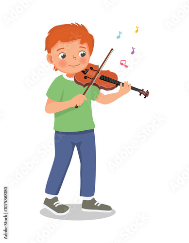 Cute little boy playing violin
