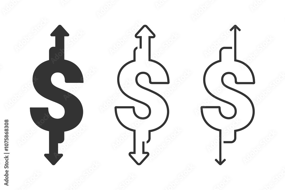 Money decrease increase icon. Vector illustration Money decrease increase icon. Vector illustration