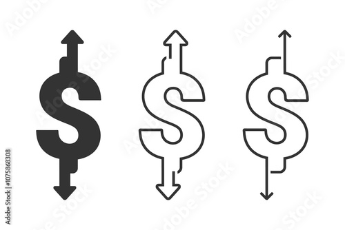 Money decrease increase icon. Vector illustration