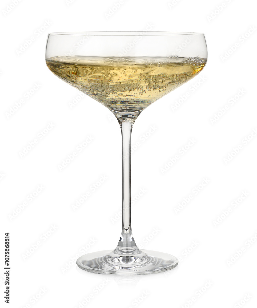 Pouring champagne into glass isolated on white Pouring champagne into glass isolated on white