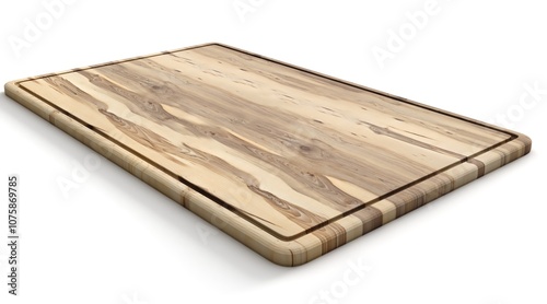 Cutting wooden board or tray isolated on white background top view. Rustic countertop of timber surface.