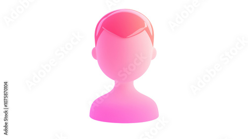 Pink stylized 3d person bust icon with transparent background
