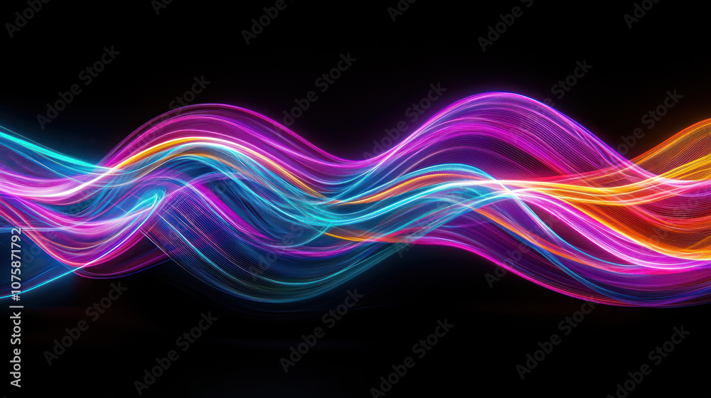 Vibrant light trails in neon colors create dynamic visual experience. Vibrant light trails in neon colors create dynamic visual experience.