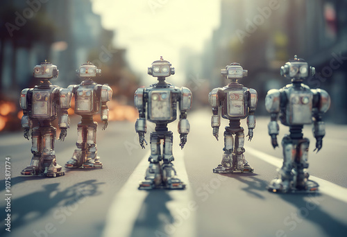 intelligent futuristic work design render technology employment mechanism resource business executive candidate character queue employee employer recruit hiring 3d interview person intelligence cyborg