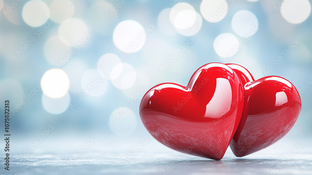 Fototapeta premium Romantic red hearts symbolize love and affection during Valentine's Day celebrations