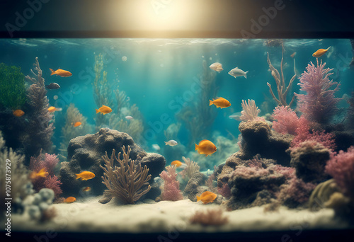 plants banner algae design sea background bottom exotic ocean plant deep landscape seaweed beautiful flora made cute space swimming summer bright blue aquatic nautical life world copy nature  photo