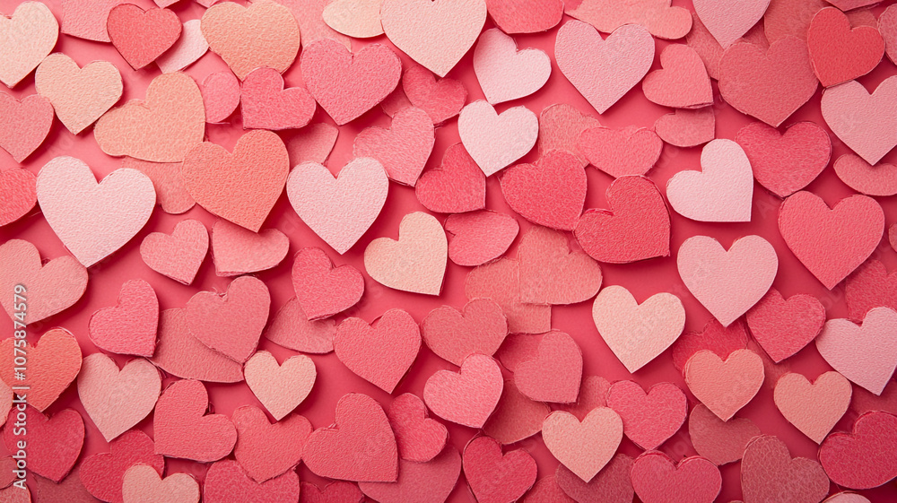 A vibrant display of pink and red hearts for Valentine's Day celebration in a festive setting A vibrant display of pink and red hearts for Valentine's Day celebration in a festive setting