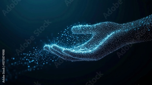 Mesmerizing Digital Wave Dots Background with Gradient Colors and Abstract Hand Shape Technology Concept Design