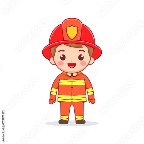 Firefighter Cute Worker Work Job Profession Professional Occupation Cartoon Character
