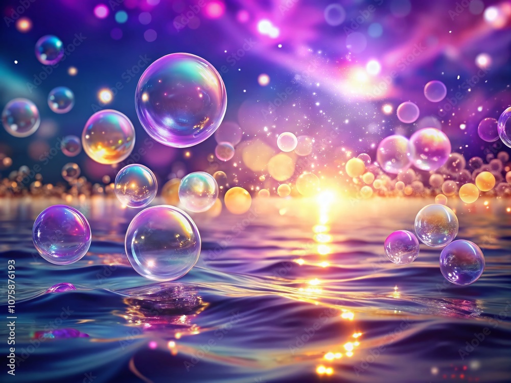 Enchanting Bubbles in a Dreamy Purple Gradient Background with Soft Waves and Sparkling Lights Creating a Serene and Magical Atmosphere for Documentary Photography Enchanting Bubbles in a Dreamy Purple Gradient Background with Soft Waves and Sparkling Lights Creating a Serene and Magical Atmosphere for Documentary Photography
