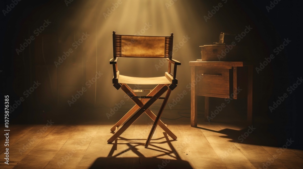 Single Director's Chair In Spotlight Single Director's Chair In Spotlight