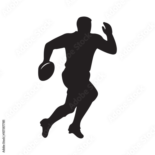 isolated silhouettes of rugby player, Rugby sports athlete silhouettes. Good use for symbol, logo, mascot, icon, sign