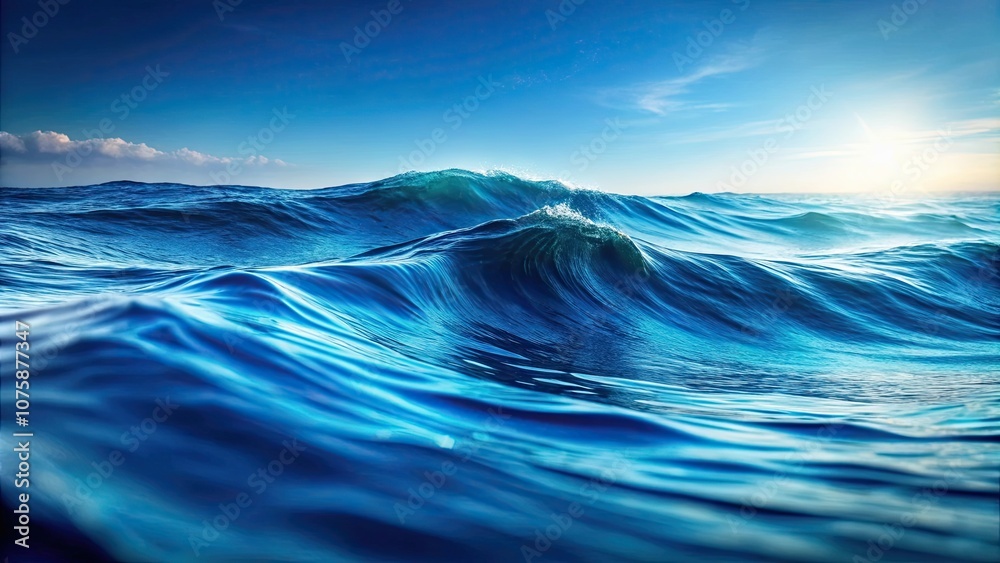 Fototapeta premium Abstract blur of ocean waves with gradient shades of blue, ocean waves, blur, abstract, gradient, blue, sea, water, nature