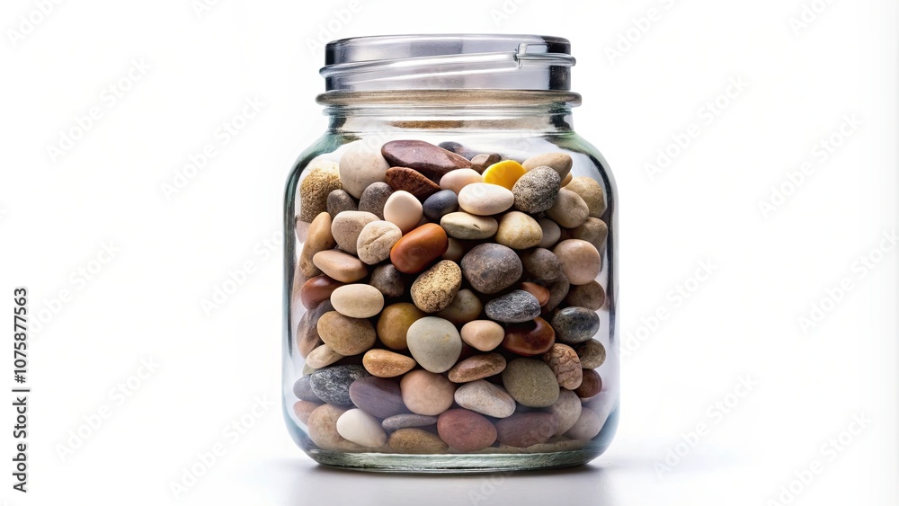 Jar filled with pebbles , , pebbles, glass, decoration, aesthetic, rocks, clear, container, vase, decor, isolated, close-up Jar filled with pebbles , , pebbles, glass, decoration, aesthetic, rocks, clear, container, vase, decor, isolated, close-up