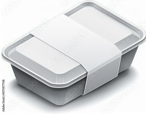 Disposable white food box container with white paper cover label pack 