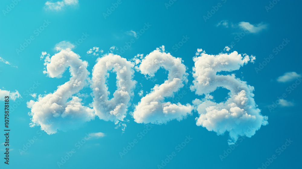 The number '2025' made to look like soft clouds against a clear blue sky, symbolizing new beginnings. The number '2025' made to look like soft clouds against a clear blue sky, symbolizing new beginnings.