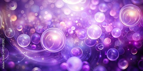 Abstract Glowing Purple Spheres Shimmering with Cosmic Dust