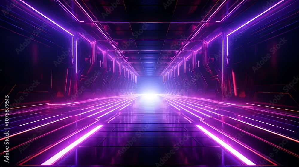 Digital technology purple neon light abstract futuristic tunnel poster background Digital technology purple neon light abstract futuristic tunnel poster background